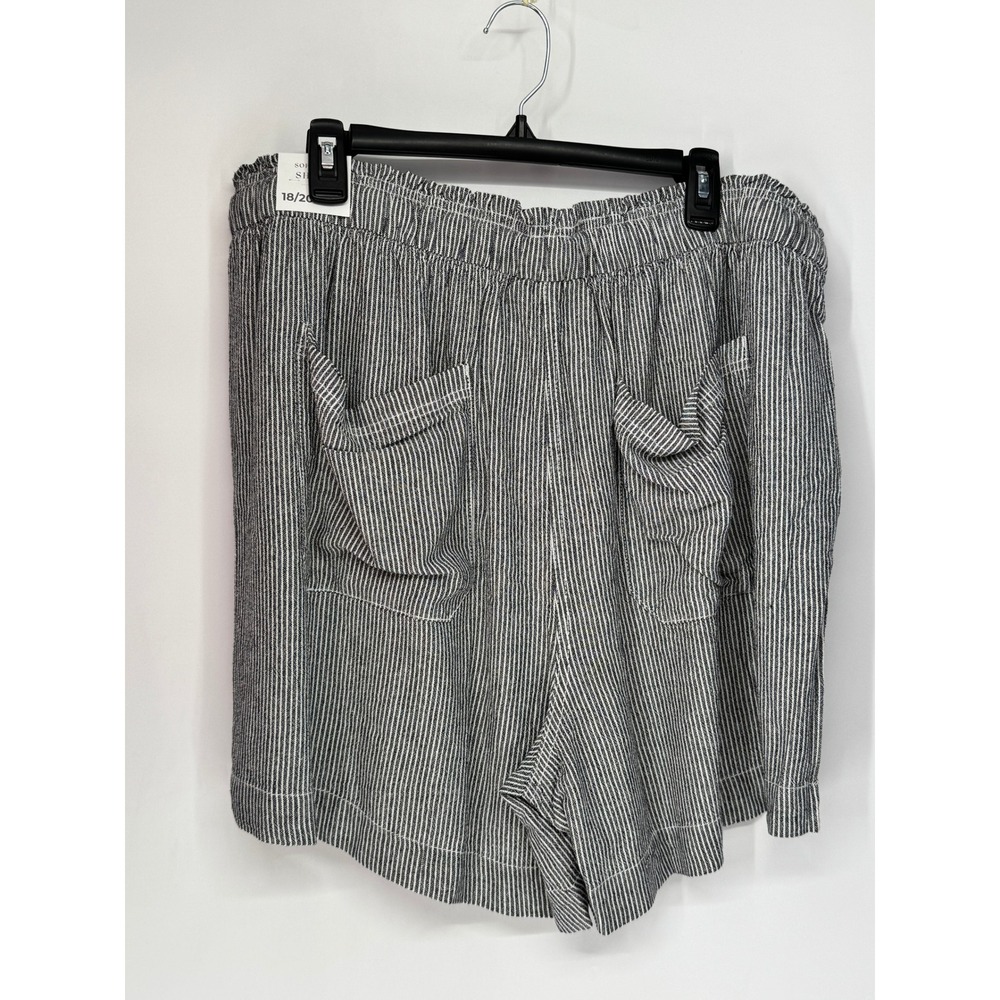 Lane Bryant Soft Slub Shorts Womens 18/20 Black White New Striped Linen Blend - Picture 4 of 13